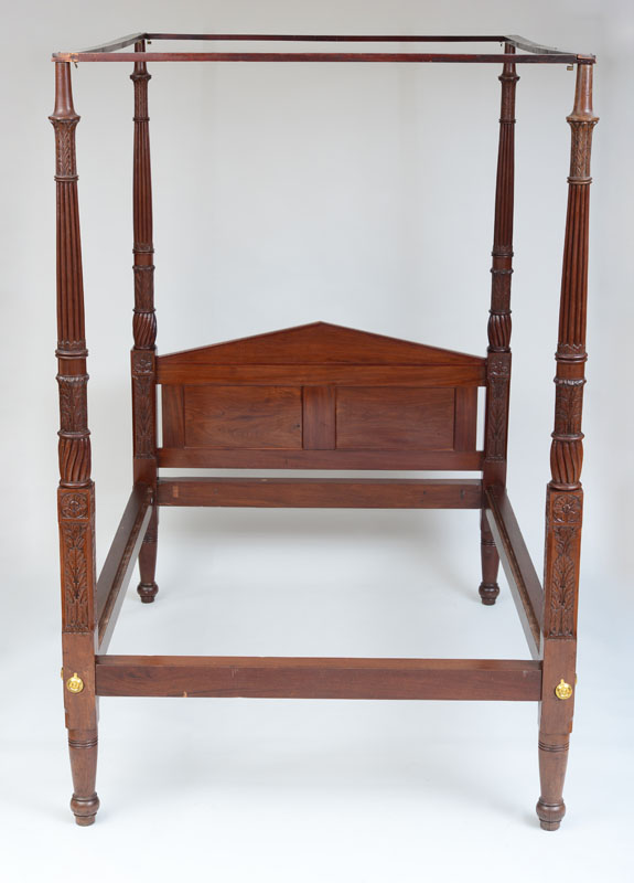 Appraisal: FEDERAL CARVED MAHOGANY TALL-POST BEDSTEAD ft in x ft in