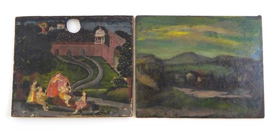 Appraisal: Two painted wooden panels first th- th C Indian Rajput