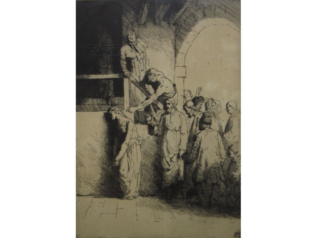 Appraisal: WILLIAM STRANG RA RE Etching 'Woman in the Temple' signed