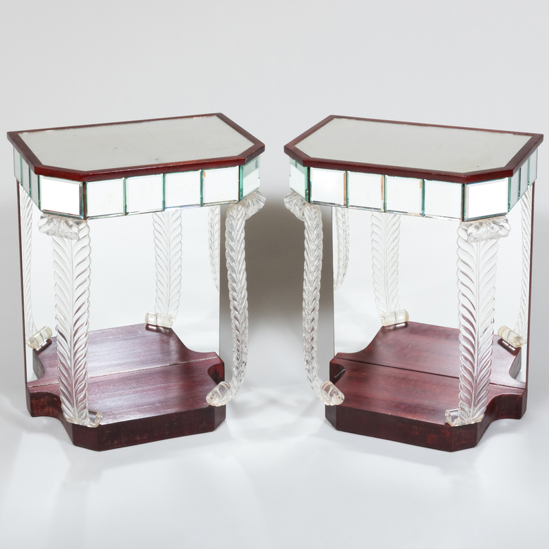 Appraisal: Pair of Lorin Jackson for Grosfeld House Mirrored Glass Plexiglas