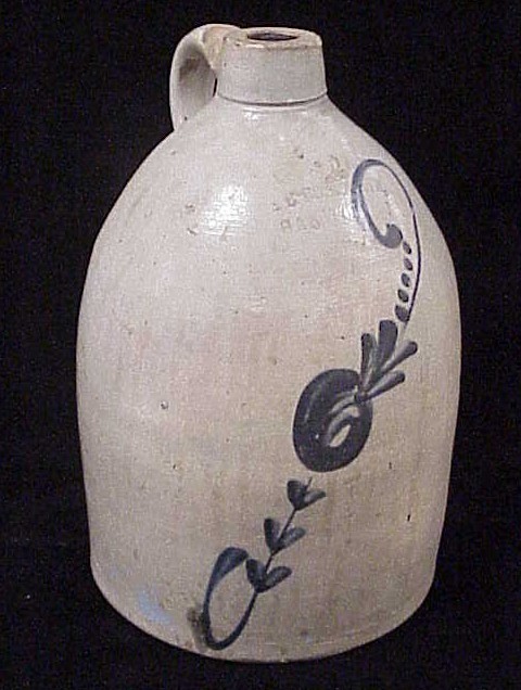 Appraisal: th C two gallon salt galzed stoneware jug stamped ''SL