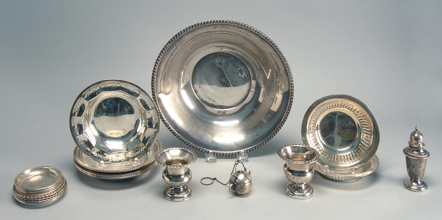 Appraisal: NINETEEN PIECES OF STERLING SILVER HOLLOWWARE by various makers Includes