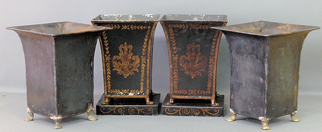 Appraisal: - Two pairs of Tole decorated planters th c -