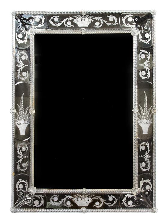 Appraisal: Sale Lot A Venetian Style Etched Mirror th century x