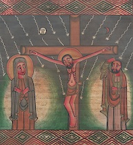 Appraisal: Crucifixion Illuminated Manuscript Ethiopia ca th Century The Crucifixion illuminated