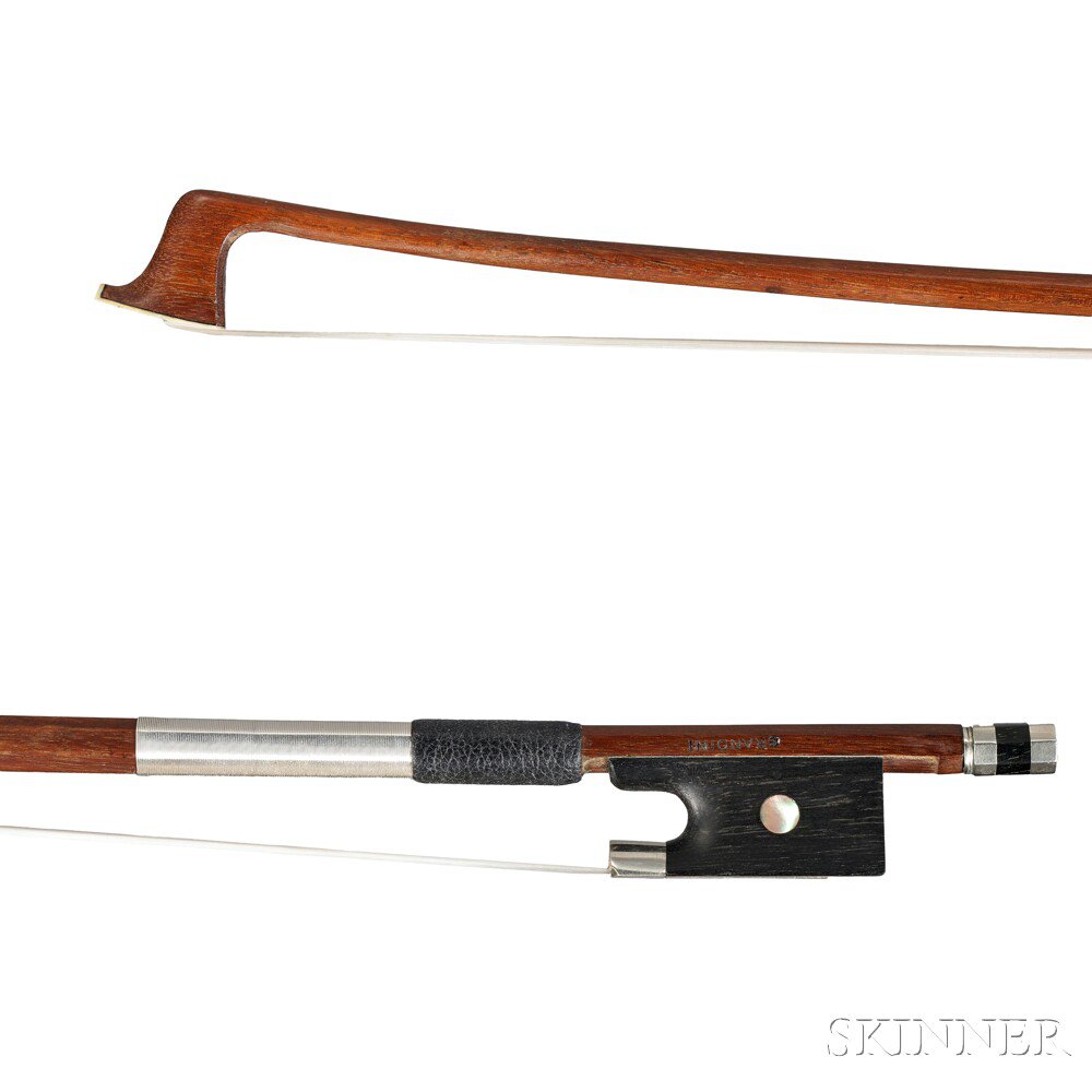 Appraisal: French Nickel Silver-mounted Violin Bow Jerome Thibouville-Lamy the round stick