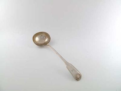 Appraisal: A George IV fiddle thread and shell soup ladle single