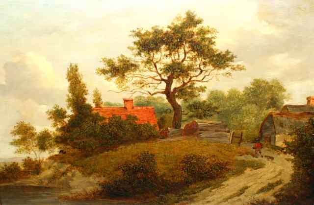 Appraisal: PATRICK NASMYTH - Country scene with figure and cottages oil