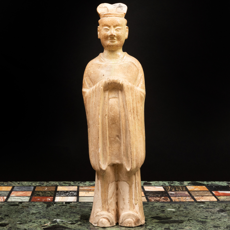 Appraisal: Chinese Straw Glazed Figure of an Attendant Unmarked in high