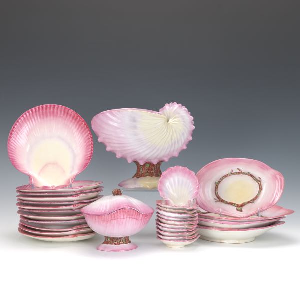 Appraisal: WEDGWOOD DESSERT SERVICE PEARLWARE SCALLOP SHELL PATTERN Wedgwood nautilus shell