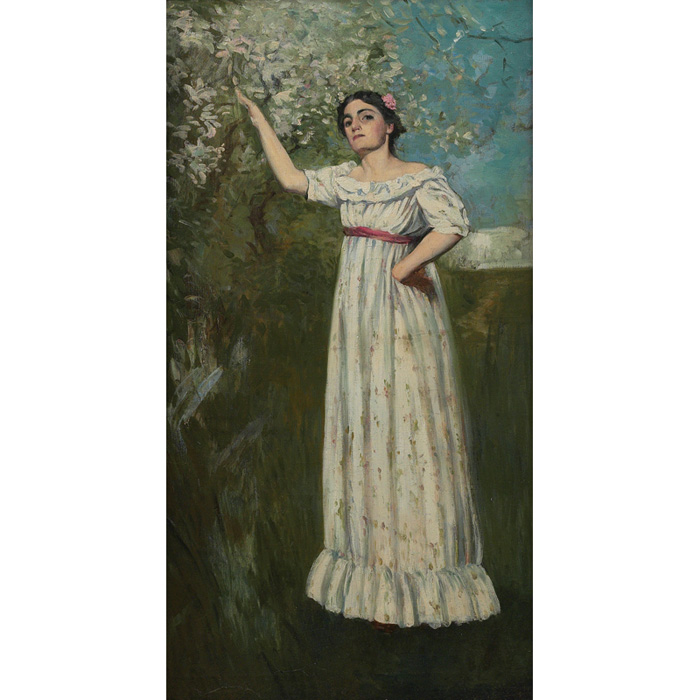 Appraisal: Humphrey Woolrych American b Woman in a Spring Landscape c