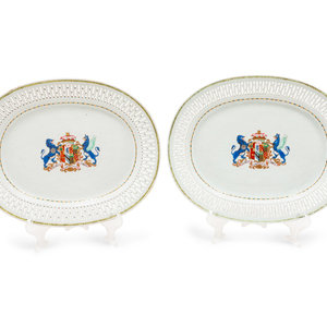 Appraisal: A Pair of Chinese Export Armorial Porcelain Serving Dishes th