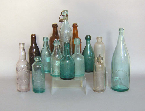 Appraisal: Group of early Hamburg glass bottles to include examples by