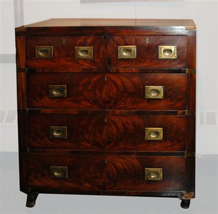 Appraisal: George III Style Brass Bound Mahogany Campaign Chest Estimate nbsp