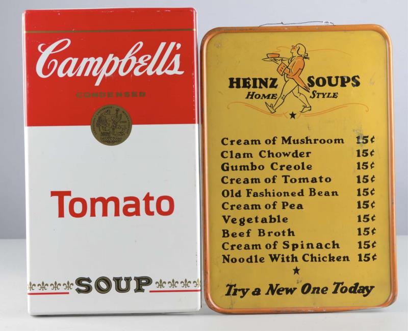 Appraisal: Lot of Single Sided Tin Soup Advertising Signs Including -