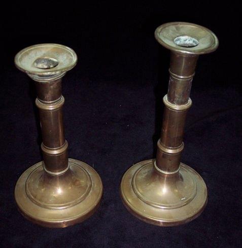 Appraisal: A pair of telescopic candlesticks cm high