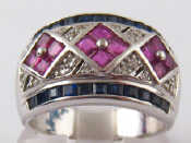 Appraisal: A carat white gold ruby sapphire and diamond ring approx