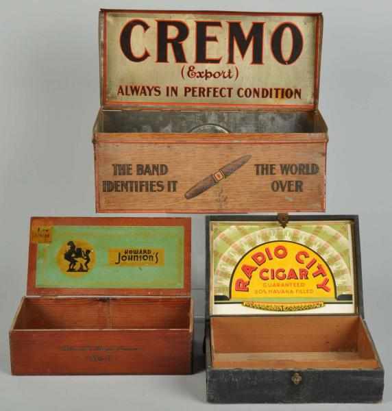 Appraisal: Lot of Cigar Boxes Description Includes Cremo wooden Radio City