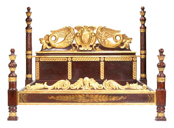 Appraisal: An Italian Neoclassical style scarlet painted and parcel gilt bed