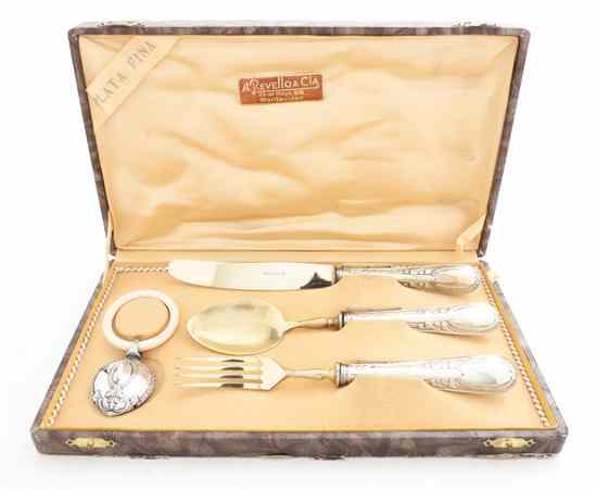 Appraisal: A Continental Silver Child's Flatware Set comprising a knife having