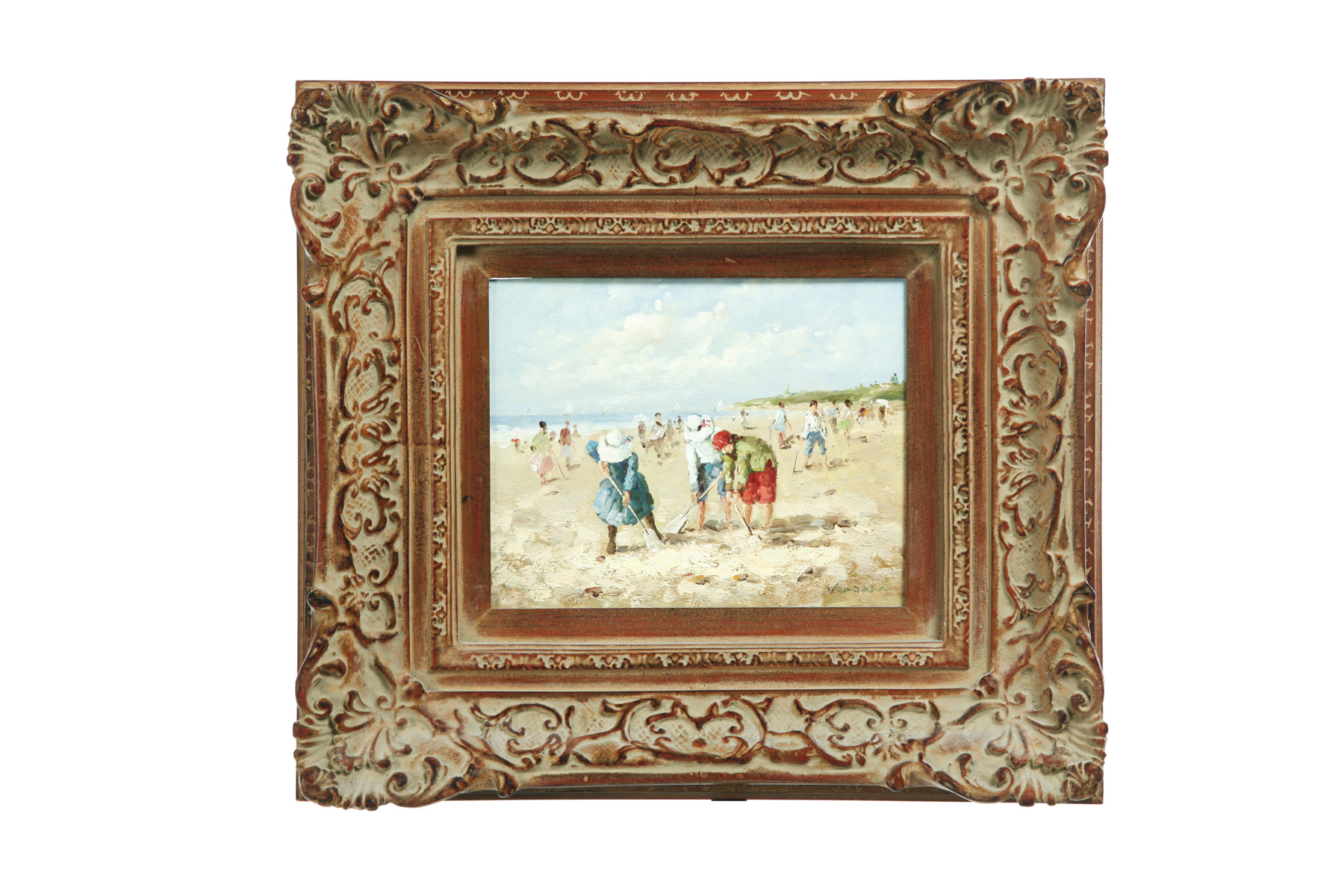 Appraisal: BEACH SCENE SIGNED VANDAM TH CENTURY Oil on wooden board