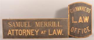 Appraisal: Antique Painted Wood Attorney's Trade Signs Two Antique Single Sided