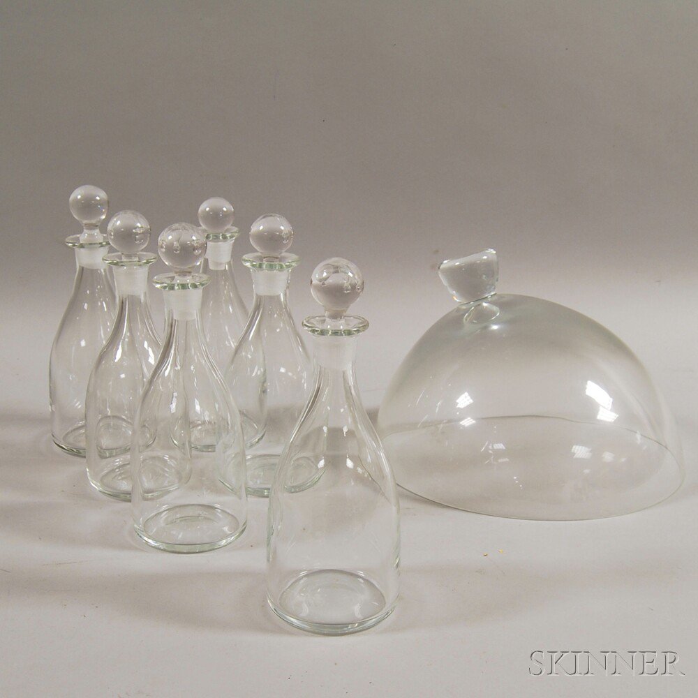 Appraisal: Set of Six Kosta Glass Decanters and a Glass Dome