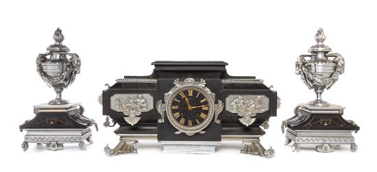 Appraisal: Sale Lot An Empire Style Silvered Bronze Mounted Slate Clock