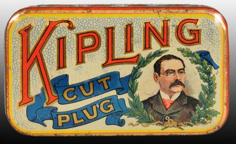 Appraisal: Kipling Flat Pocket Tobacco Tin Description By Harry Weisinger in