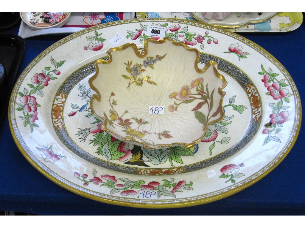 Appraisal: Lot comprising a Royal Worcester dish decorated with flowers and