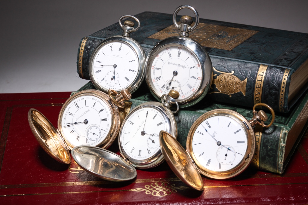 Appraisal: GROUP OF FIVE ANTIQUE POCKET WATCHES American and Swiss th