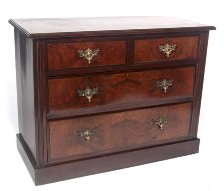 Appraisal: A late Victorian mahogany and walnut chest the moulded rectangular