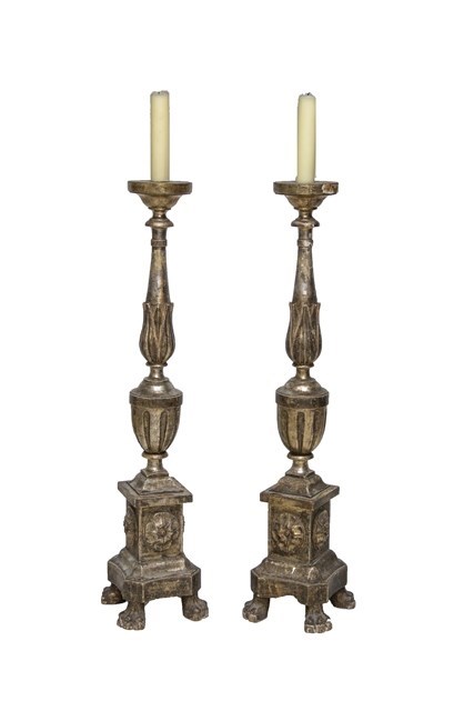 Appraisal: A pair of th century North Italian silver painted floor