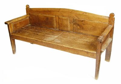 Appraisal: A th century Spanish walnut settle with applied panel back