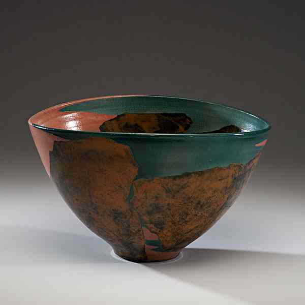 Appraisal: Wayne Higby USA Canyon Bowl Raku ht wd dp in