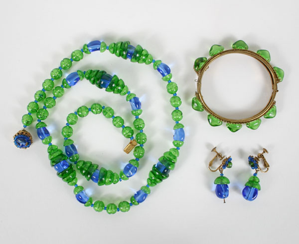 Appraisal: Miriam Haskell three pc including demi parure blue and green