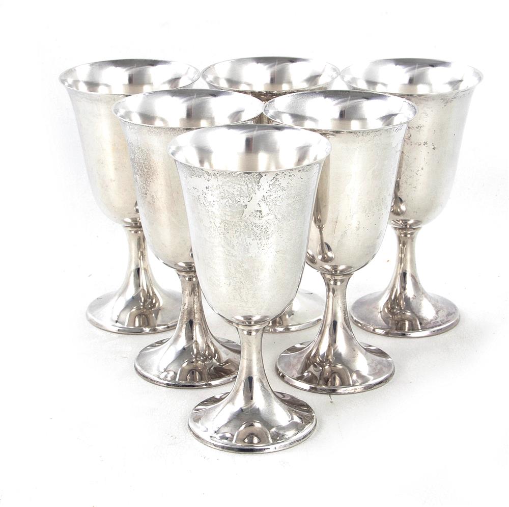 Appraisal: American sterling goblet set Revere Silver Co marked unengraved H