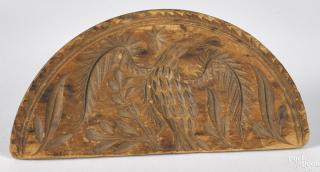 Appraisal: Carved pine half round eagle butter stamp with handle th