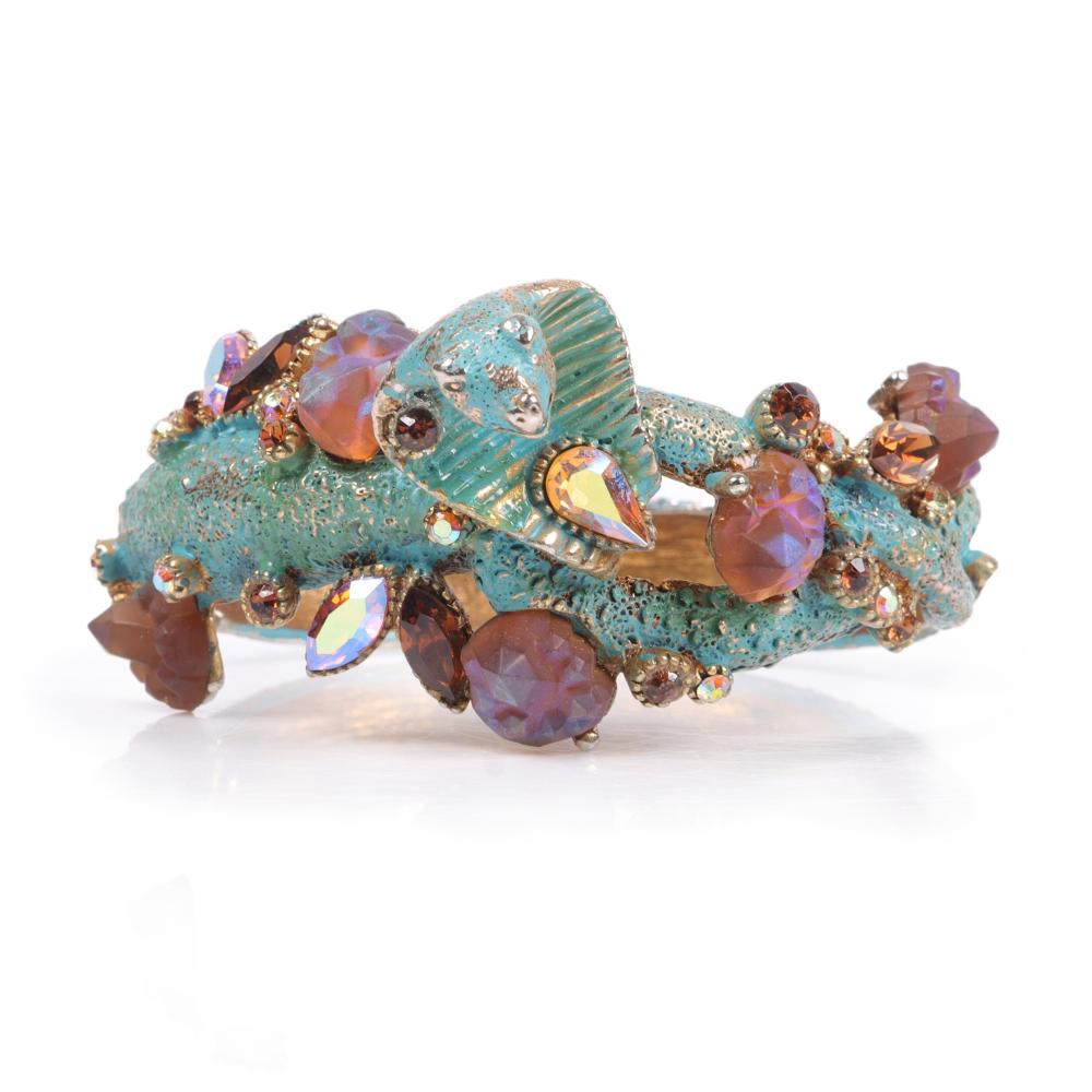 Appraisal: Har figural cobra clamper bracelet studded with aurora borealis marquis