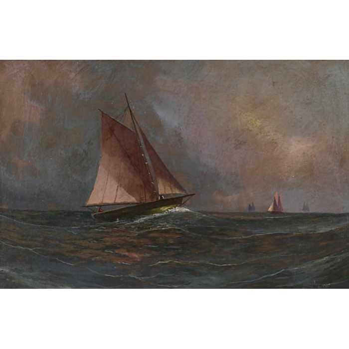 Appraisal: William Merritt Post American - Seascape with Sailboats c oil