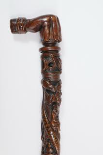 Appraisal: EXQUISITELY CARVED FOLK ART WALKING CANE Fabulous Late th c