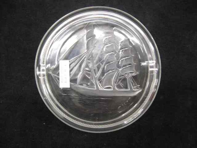 Appraisal: Lalique French Crystal Dish or Ashtray frosted sailing ship decor