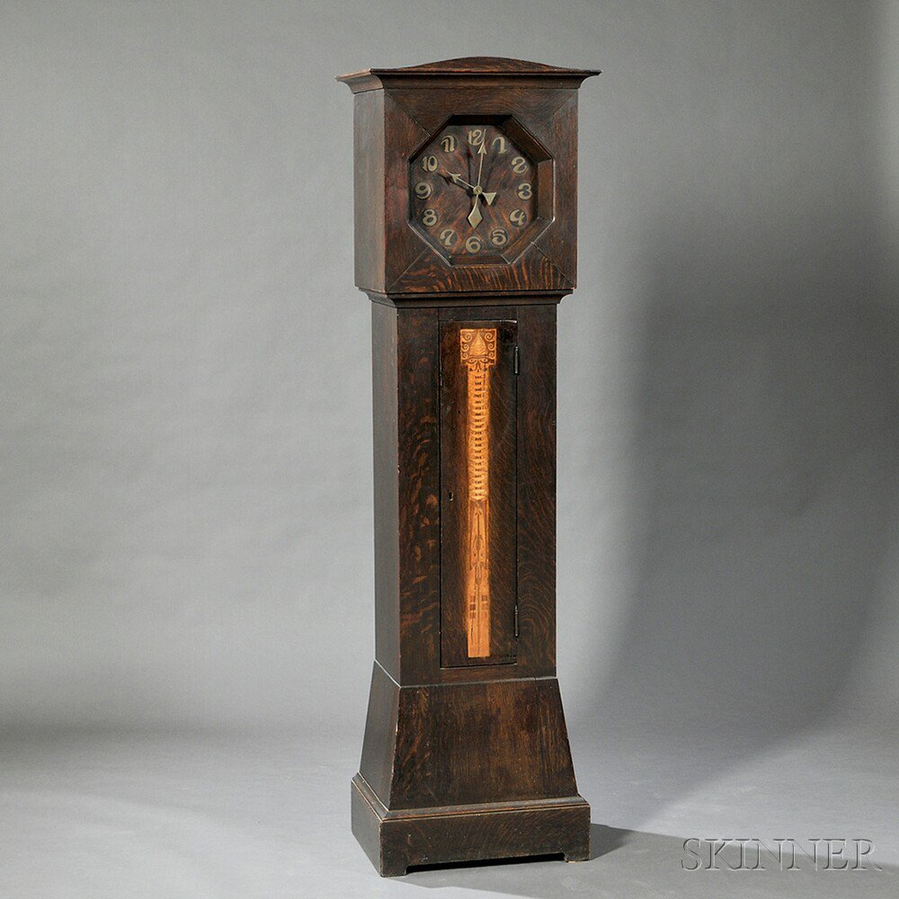 Appraisal: Shop of the Crafters Arts Crafts Tall Clock Oak brass