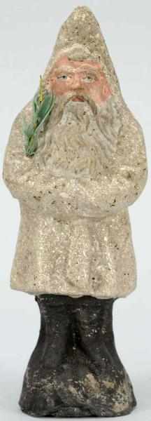 Appraisal: Paper Mache Belsnickle Santa with White Coat Holding fir tree