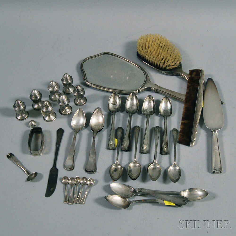 Appraisal: Group of Assorted Silver Flatware Tableware and Personal Items including