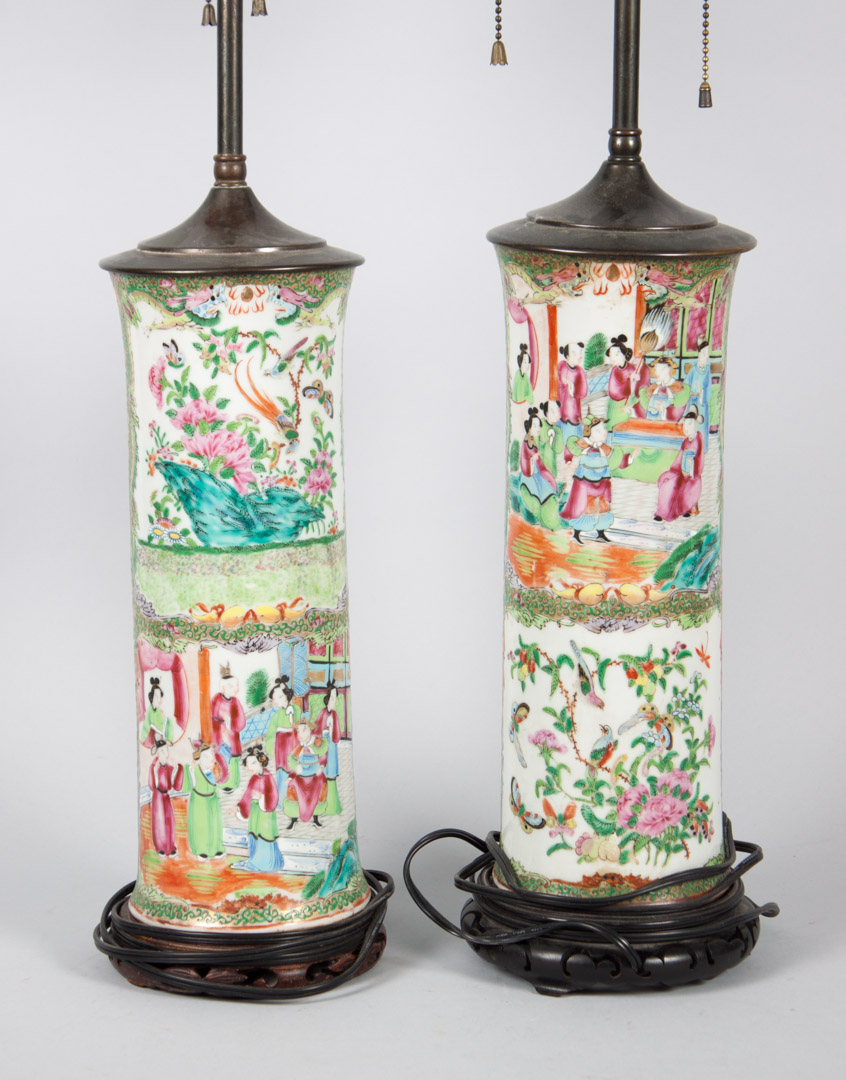 Appraisal: Pair of Rose Medallion porcelain vase lamps fourth quarter- th