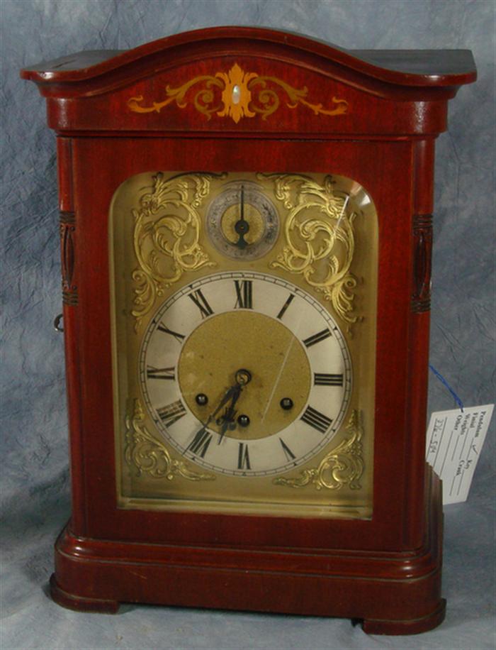 Appraisal: Gustav Becker inlaid mahogany wire Westminster chiming mantle clock running