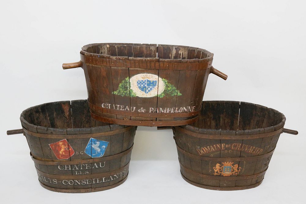 Appraisal: Three th Century French Chateau Grape Barrels Group of Three