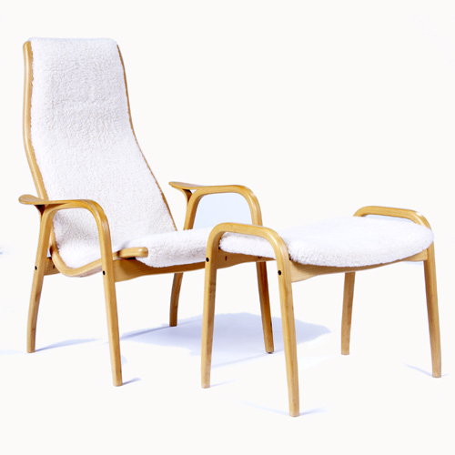 Appraisal: YNGVE EKSTROM SWEDESE Lamino lounge chair and ottoman on laminated