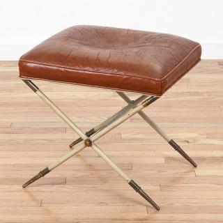 Appraisal: Tommi Parzinger enameled steel and brass stool Tommi Parzinger enameled